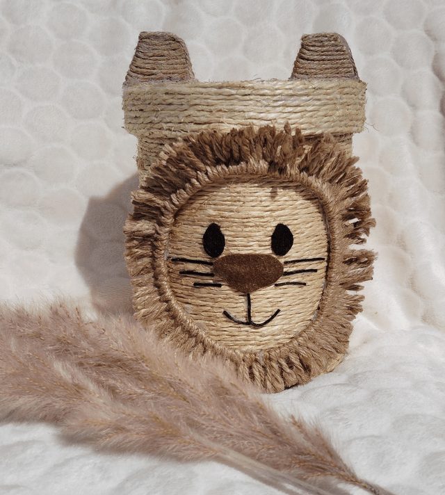 Boîte de rangement animal/boîte à malice/boîte ronde tissée/décor jute/boîte recyclée/fait-main en France