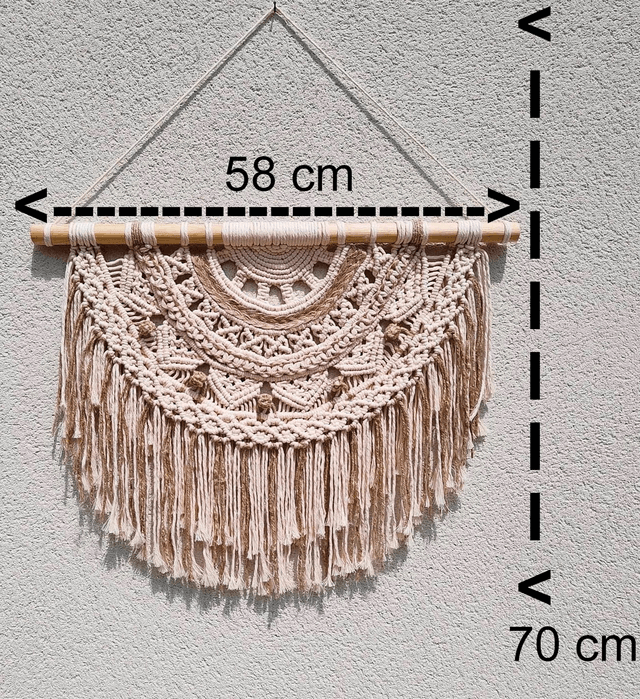 Mandala tenture en macramé/Style bohème/Suspension murale en coton et jute/tapisserie décoration murale/boho chic/fait-main en France
