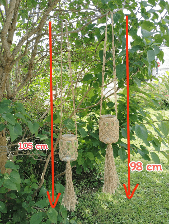 Lanterne en corde de jute/porte-bougie en verre/déco vintage/Lumière intérieur et extérieur/décoration bohème à suspendre/Fait main en France