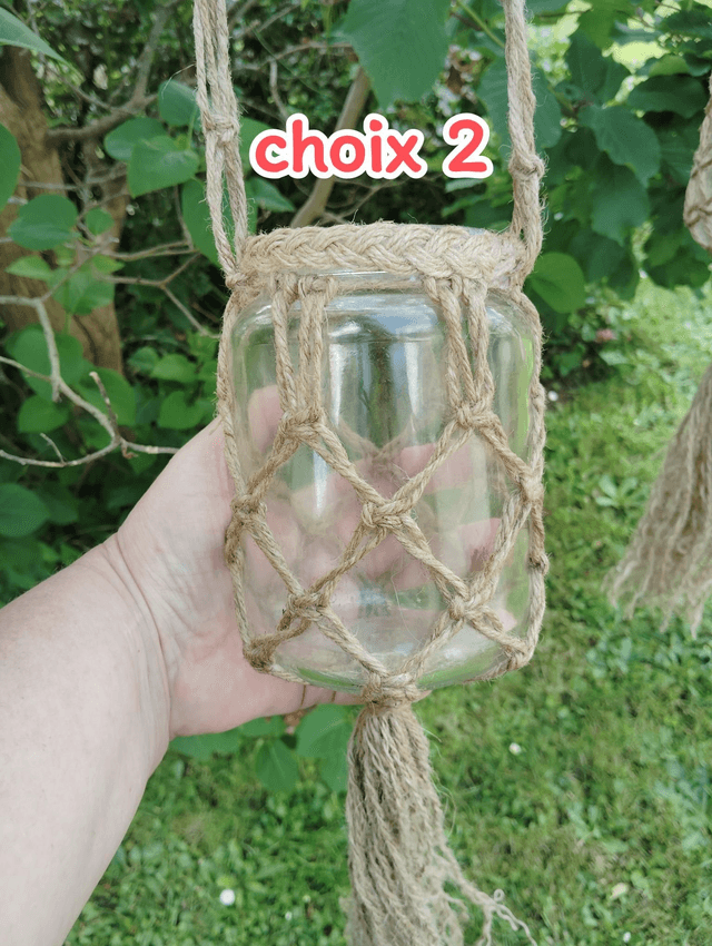 Lanterne en corde de jute/porte-bougie en verre/déco vintage/Lumière intérieur et extérieur/décoration bohème à suspendre/Fait main en France