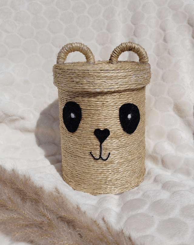 Boîte de rangement animal/boîte à malice/boîte ronde tissée/décor jute/boîte recyclée/fait-main en France