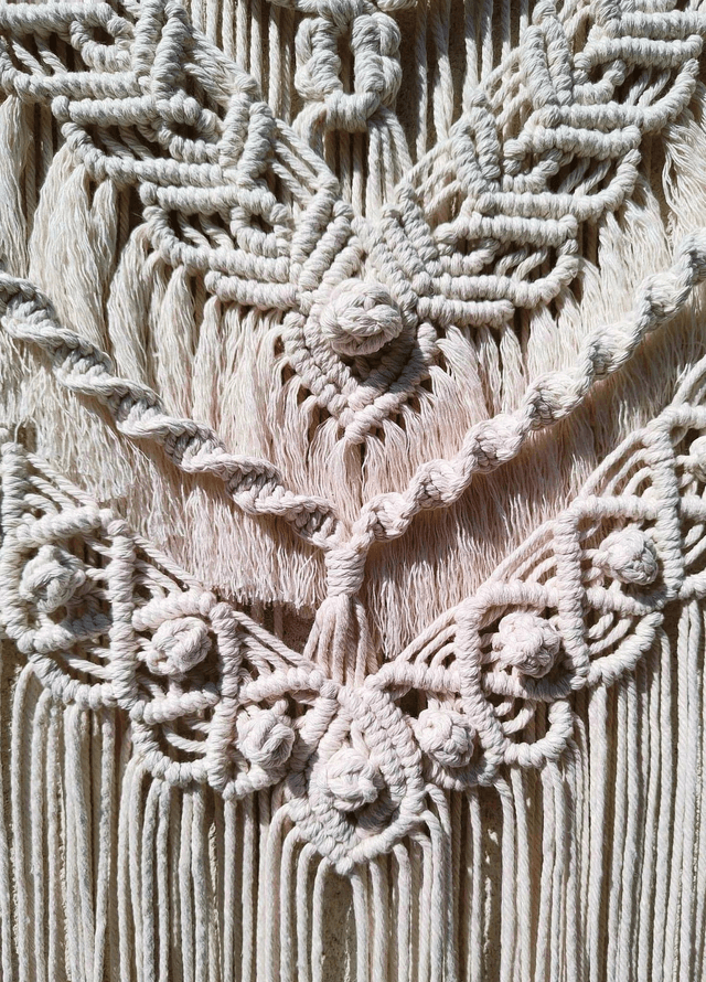 Grande tenture murale en macramé coton beige/Grande suspension murale bohème/tapisserie/décoration murale/boho chic/fait-main en France