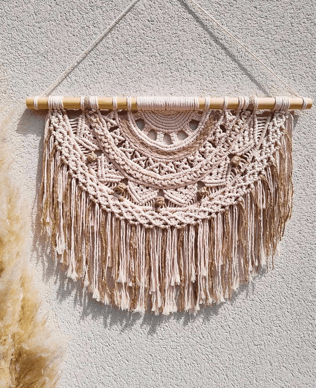 Mandala tenture en macramé/Style bohème/Suspension murale en coton et jute/tapisserie décoration murale/boho chic/fait-main en France